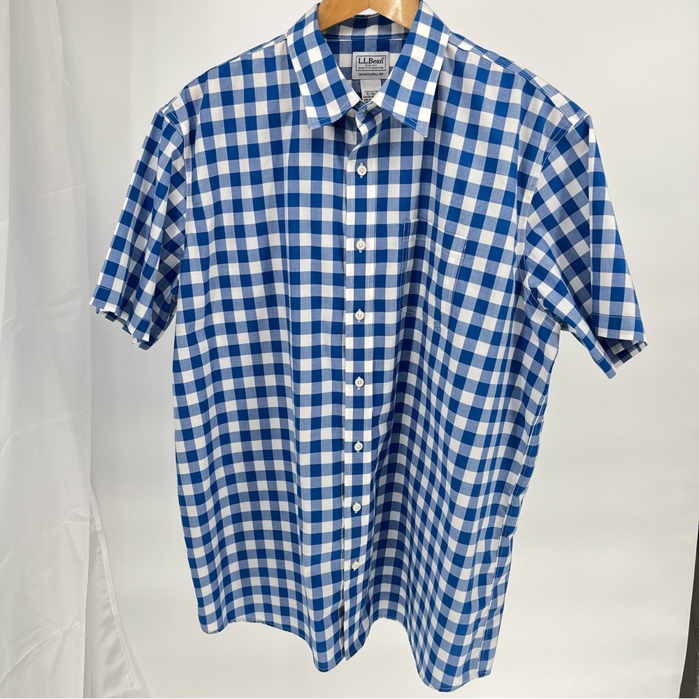 L.L.Bean Mens 100% Cotton Button Up Shirt Size XLT Traditional Untucked Fit